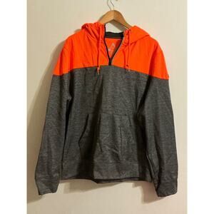 Men's Aeropostale A87 Neon Orange & Gray Hoodie Sweatshirt Size XL